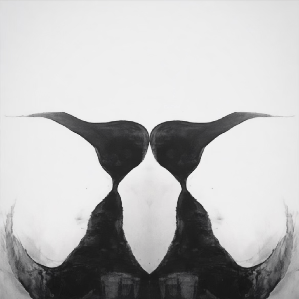 [This is an abstract painting of two sisters, facing away from each other, but connected. Painted by Alana Guarino.]
